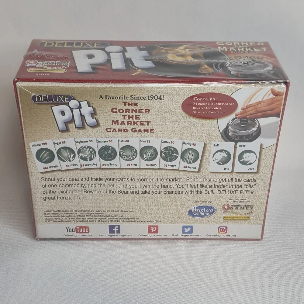 Deluxe Pit Corner The Market Classic Card Game with Bell Hasbro New Sealed